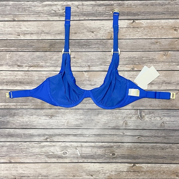 Swim Systems Azul Cobalt Blue Halter Underwire Bikini Top NWT 34D No Padding NOS - Picture 8 of 13